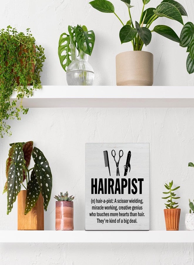 PIXCEOS Hairstylist Gifts, Hair Salon Decor Hairapist Definition Wooden Sign Hair Salon Barbershop Decor 5 X 5 Inches Rustic Hairdresser Wood Block Signs for Desk Shelf Table - Image 4